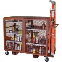 Mobile Mesh Cabinet, Steel, 49 Cubic Feet, Red Cam Industrial