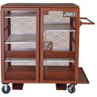 Mobile Mesh Cabinet, Steel, 37 Cubic Feet, Red Cam Industrial