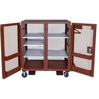 Mobile Mesh Cabinet, Steel, 37 Cubic Feet, Red Cam Industrial