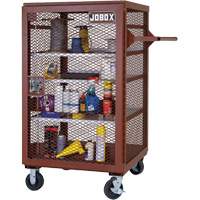 Mobile Mesh Cabinet, Steel, 22 Cubic Feet, Red Cam Industrial