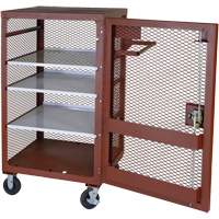 Mobile Mesh Cabinet, Steel, 22 Cubic Feet, Red Cam Industrial