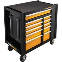Powered Tool Cart, 11 Drawers, 42-1/2" W x 24-7/16" D x 41" H, Black/Orange Cam Industrial