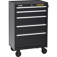 300 Series Rolling Tool Cabinet, 5 Drawers, 26-1/2" W x 18" D x 40-1/2" H, Black Cam Industrial
