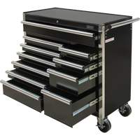 Industrial Tool Cart, 11 Drawers, 41" W x 18-3/4" D x 39-1/3" H, Black Cam Industrial
