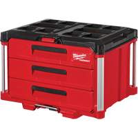 Boîte &agrave; outils avec 3 tiroirs Packout, 16-1/3" x 14-1/3" x 22-1/5", Noir/Rouge Cam Industrial