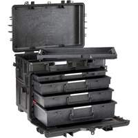 Coffre &agrave; outils militaire mobile avec tiroirs, 4 tiroirs, 22-4/5" la x 15" p x 18" h, Noir Cam Industrial