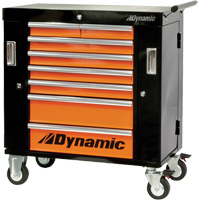 Roller Cabinet, 8 Drawers, 36" W x 18" D x 39-1/4" H, Black/Orange Cam Industrial