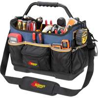 Boîte &agrave; outils ouverte &agrave; base moul&eacute;e, Polyester balistique, 17 pochettes, Noir/Bleu Cam Industrial