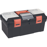 Plastic Tool Box, 17-1/2" W x 9-1/2" D x 8" H, Black Cam Industrial