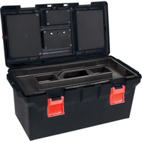 Plastic Tool Box, 22" W x 11" D x 10-1/2" H, Black Cam Industrial