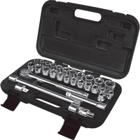 SAE/Metric Socket Set, 29 Pcs, 1/2" Drive Size Cam Industrial