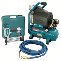 Air Compressor and Brad Nailer Kit, Electric, 2.6 Gal. (3.1 US Gal), 130 PSI, 120/1 V Cam Industrial