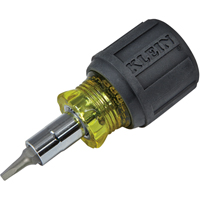 Stubby Multi-Bit Screw Driver With Sq.Recess, 3-1/5" L, Cushion Grip Handle Cam Industrial