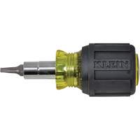 Stubby Multi-Bit Screw Driver With Sq.Recess, 3-1/5" L, Cushion Grip Handle Cam Industrial