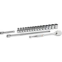 6-Point Metric Mechanics Tool Set, 18 Pcs, 1/2" Drive Size Cam Industrial