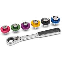 6 Point Magnetic Oil Drain Plug Metric Socket Set, 7 Pieces, 3/8" Drive Size Cam Industrial