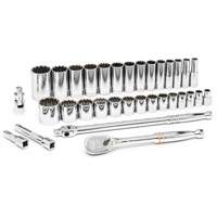 12 Point SAE Mechanics Tool Set, 33 Pcs, 1/2" Drive Size, Deep Cam Industrial