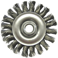 Wire Wheel Brushes, 4" Dia., 0.02" Fill, 5/8"-11 Arbor, Steel Cam Industrial