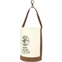 Leather-Bottom Bucket, 17" H, Canvas, White Cam Industrial