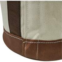 Leather-Bottom Bucket, 17" H, Canvas, White Cam Industrial