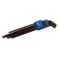 Extra Long Arm Ball Hex Key Set, 9 Pcs., Metric Cam Industrial