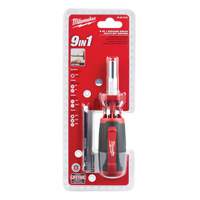 9-in-1 Square Drive Multi-Bit Driver, 9" L, Cushion Grip Handle Cam Industrial