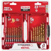 Shockwave Impact Duty Drill Bit Set, 23 Pieces, Titanium Cam Industrial