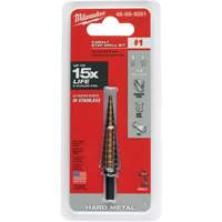 Step Drill Bit, 1/8"/#1 - 1/2"/#1 , 1/32" Increments, High Speed Cobalt Cam Industrial