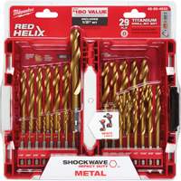 Shockwave Red Helix Drill Bit Set, 29 Pieces, Titanium Cam Industrial