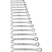 Ratcheting Wrench Set, Combination, 15 Pieces, Metric Cam Industrial