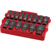 Shockwave Impact Duty Packout SAE Socket Set, 15 Pcs, Impact, 1/2" Drive Size, Deep Cam Industrial