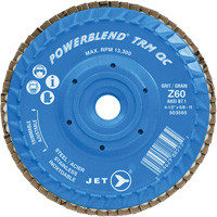 PowerBlend TRM QC Trimmable Flap Disc, 4-1/2" x 5/8"-11, Type 27, Z60 Grit, Zirconia Alumina Cam Industrial