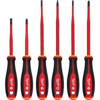 Insulated Slim Tip Screwdriver Set, 6 Pcs., Magnetic Cam Industrial