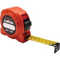 L600 Series Power Tape Measure, 1" x 26'/8 m, Imperial & Metric Graduations Cam Industrial