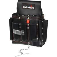 Electrician's Tool Pouch, Leather, 8 Pockets, Black Cam Industrial