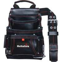 Carpenter's Nail & Tool Bag, Leather, 11 Pockets, Black Cam Industrial
