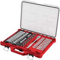 Ratchet & Socket Set with PACKOUT Low-Profile Organizer, 47 Pcs, 1/2" Drive Size, Deep Cam Industrial