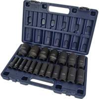 SAE Socket Set, 19 Pcs, Impact, 1/2" Drive Size, Deep Cam Industrial