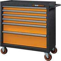 GSX Series Rolling Tool Cabinet, 6 Drawers, 36" W x 18-1/5" D x 37-2/5" H, Black/Orange Cam Industrial