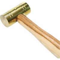 Brass Hammer with Hickory Handle, 1 lbs Head Weight, 11" L Cam Industrial