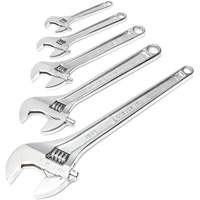 Chrome Wrench Set, Adjustable, 5 Pieces, Imperial and Metric Cam Industrial