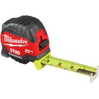 Stud Tape Measure with Engineer's Scale, 1-5/16" x 25' Cam Industrial