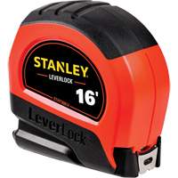 High-Visibility LEVERLOCK&reg; Tape Measure, 16', Imperial Graduations Cam Industrial