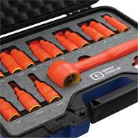 3/8" Drive SAE & Metric Hex Bit Insulated Socket and Attachment Set, 1000 V, 16 Pcs Cam Industrial