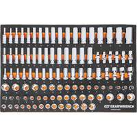 Jeu d'outils m&eacute;triques pour m&eacute;canicien MEGAMOD dans des plateaux en mousse modulaire avec armoire roulante &agrave; outils, 358 morcea Cam Industrial