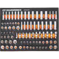 Jeu d'outils m&eacute;triques pour m&eacute;canicien MEGAMOD dans des plateaux en mousse modulaire avec armoire roulante &agrave; outils, 358 morcea Cam Industrial