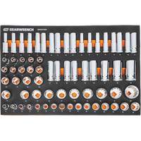 Jeu d'outils m&eacute;triques pour m&eacute;canicien MEGAMOD dans des plateaux en mousse modulaire avec armoire roulante &agrave; outils, 358 morcea Cam Industrial
