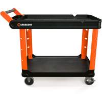 RAILWORKS 2-Shelf Industrial Utility Cart with 5" Hard Casters, 47" L x 24-1/2" W x 34" H, Black/Orange Cam Industrial