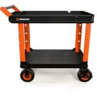 RAILWORKS 2-Shelf Industrial Utility Cart with 8" Casters, 47" L x 24-1/2" W x 37-4/5" H, Black/Orange Cam Industrial
