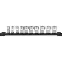 Metric Sockets with Four Flat Sides, 10 Pcs, 3/8" Drive Size Cam Industrial